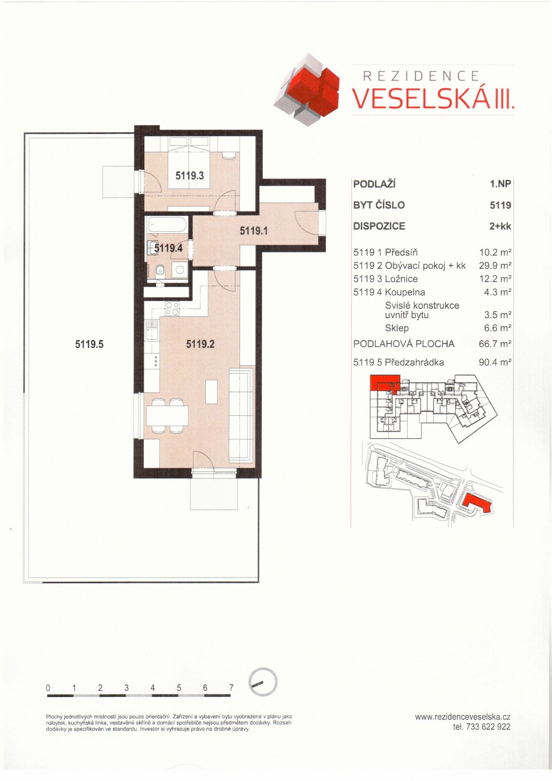 Prodej bytu ve výstavbě 2+kk/předzahrád., projekt Veselská III., Praha 9 - Letňany