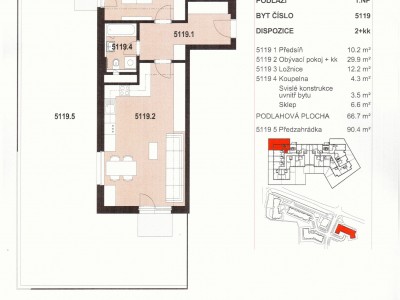 Prodej bytu ve výstavbě 2+kk/předzahrád.