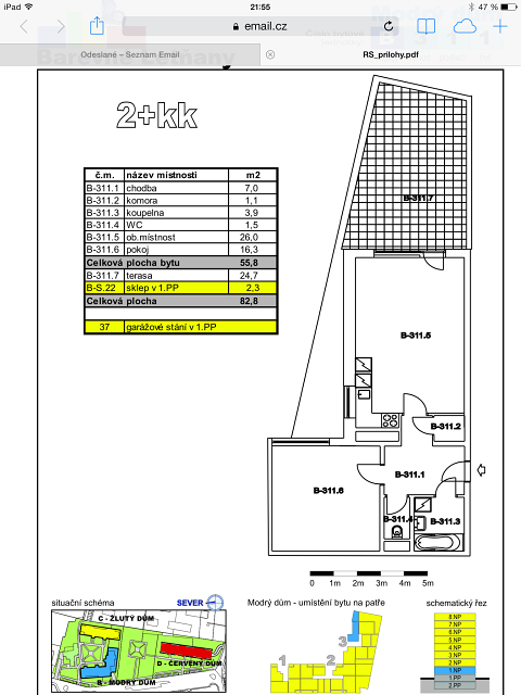 Prodej bytu 2+kk/T, OV, Chlebovická, Praha 9 - Letňany